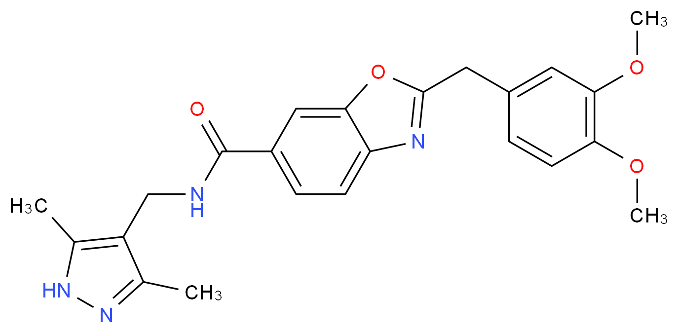 2-(3,4-dimethoxybenzyl)-N-[(3,5-dimethyl-1H-pyrazol-4-yl)methyl]-1,3-benzoxazole-6-carboxamide_Molecular_structure_CAS_)