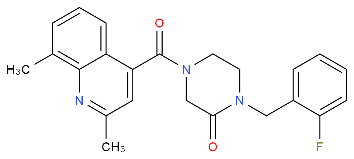 4-[(2,8-dimethyl-4-quinolinyl)carbonyl]-1-(2-fluorobenzyl)-2-piperazinone_Molecular_structure_CAS_)