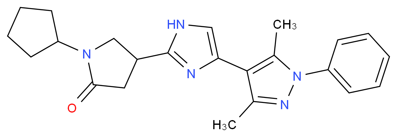 1-cyclopentyl-4-[4-(3,5-dimethyl-1-phenyl-1H-pyrazol-4-yl)-1H-imidazol-2-yl]-2-pyrrolidinone_Molecular_structure_CAS_)