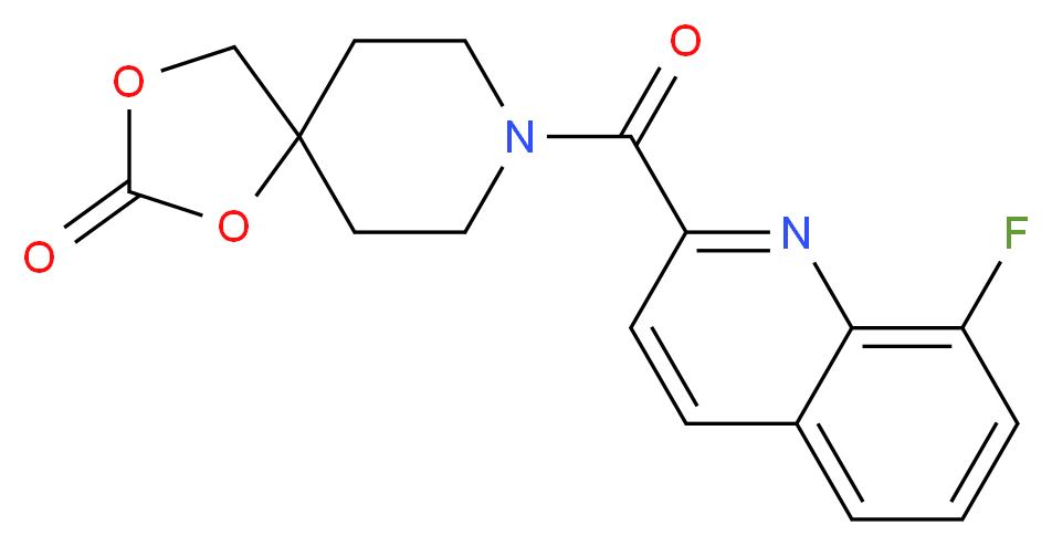 8-[(8-fluoro-2-quinolinyl)carbonyl]-1,3-dioxa-8-azaspiro[4.5]decan-2-one_Molecular_structure_CAS_)