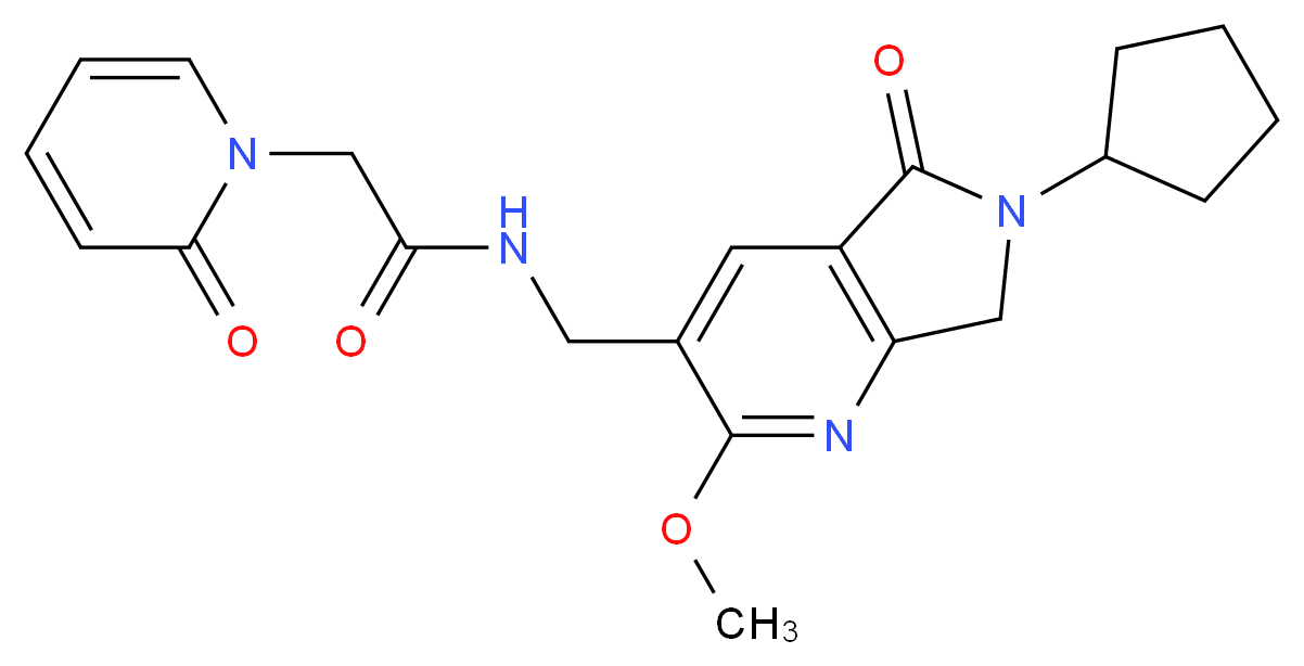 N-[(6-cyclopentyl-2-methoxy-5-oxo-6,7-dihydro-5H-pyrrolo[3,4-b]pyridin-3-yl)methyl]-2-(2-oxopyridin-1(2H)-yl)acetamide_Molecular_structure_CAS_)