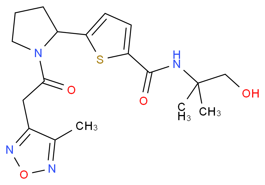N-(2-hydroxy-1,1-dimethylethyl)-5-{1-[(4-methyl-1,2,5-oxadiazol-3-yl)acetyl]-2-pyrrolidinyl}-2-thiophenecarboxamide_Molecular_structure_CAS_)