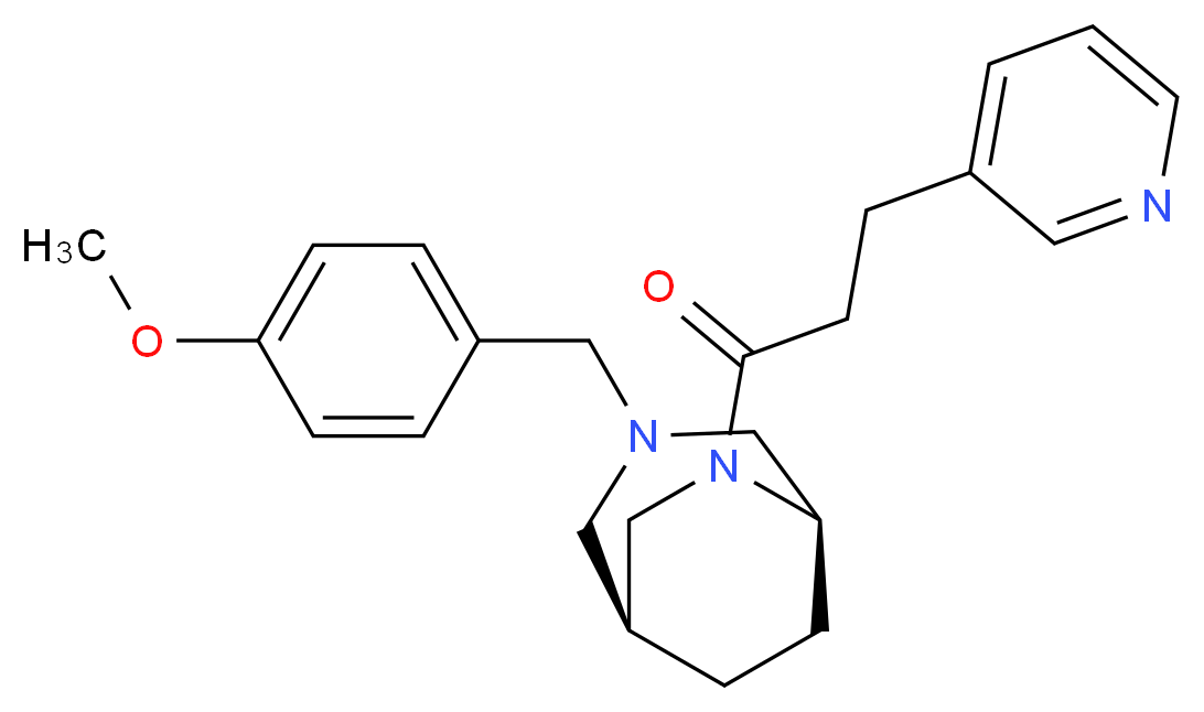 (1S*,5R*)-3-(4-methoxybenzyl)-6-(3-pyridin-3-ylpropanoyl)-3,6-diazabicyclo[3.2.2]nonane_Molecular_structure_CAS_)