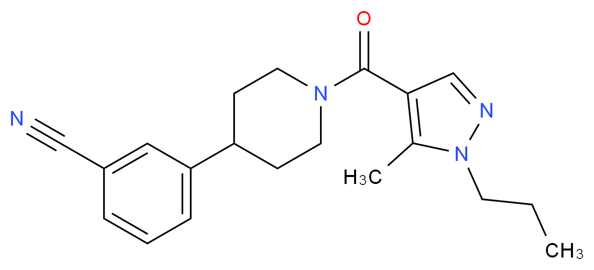3-{1-[(5-methyl-1-propyl-1H-pyrazol-4-yl)carbonyl]-4-piperidinyl}benzonitrile_Molecular_structure_CAS_)