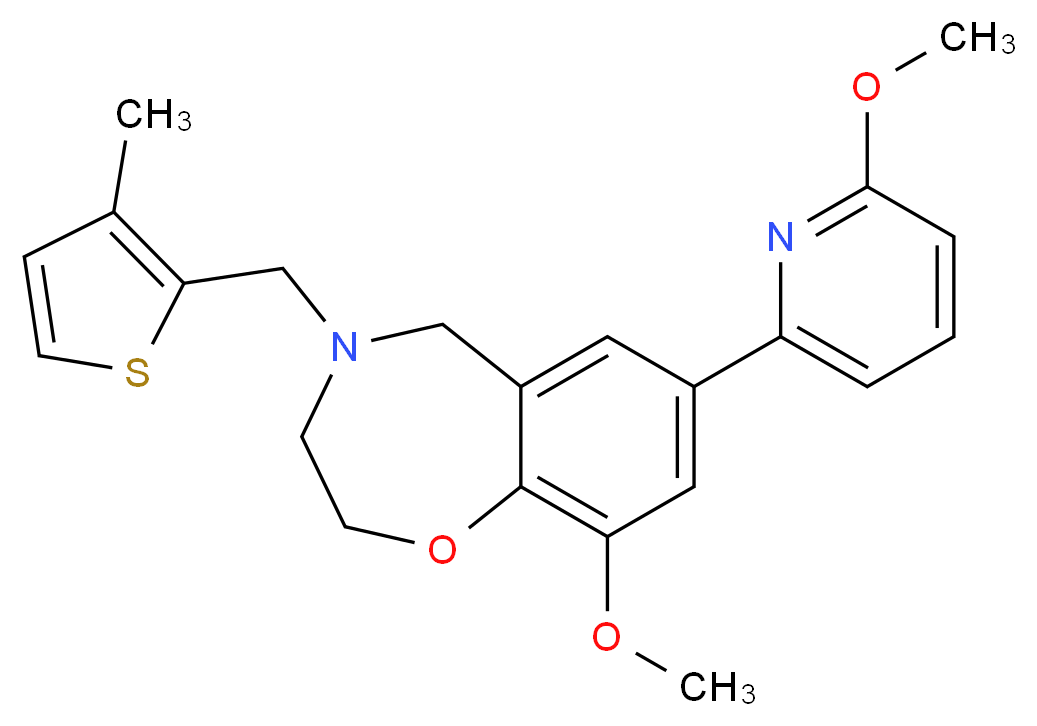 9-methoxy-7-(6-methoxy-2-pyridinyl)-4-[(3-methyl-2-thienyl)methyl]-2,3,4,5-tetrahydro-1,4-benzoxazepine_Molecular_structure_CAS_)