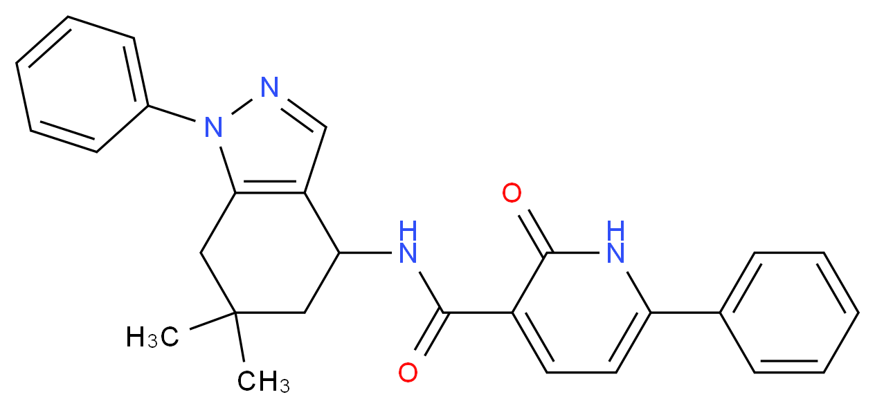 N-(6,6-dimethyl-1-phenyl-4,5,6,7-tetrahydro-1H-indazol-4-yl)-2-oxo-6-phenyl-1,2-dihydro-3-pyridinecarboxamide_Molecular_structure_CAS_)