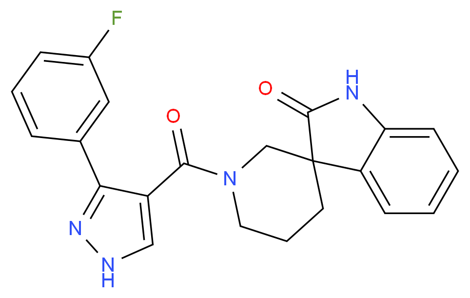 1'-{[3-(3-fluorophenyl)-1H-pyrazol-4-yl]carbonyl}spiro[indole-3,3'-piperidin]-2(1H)-one_Molecular_structure_CAS_)