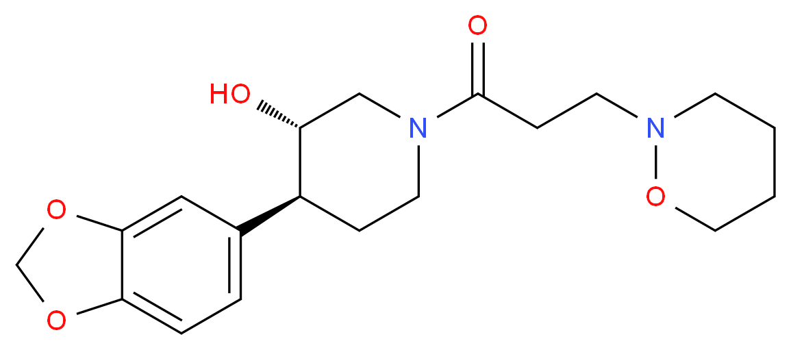 (3S*,4S*)-4-(1,3-benzodioxol-5-yl)-1-[3-(1,2-oxazinan-2-yl)propanoyl]piperidin-3-ol_Molecular_structure_CAS_)