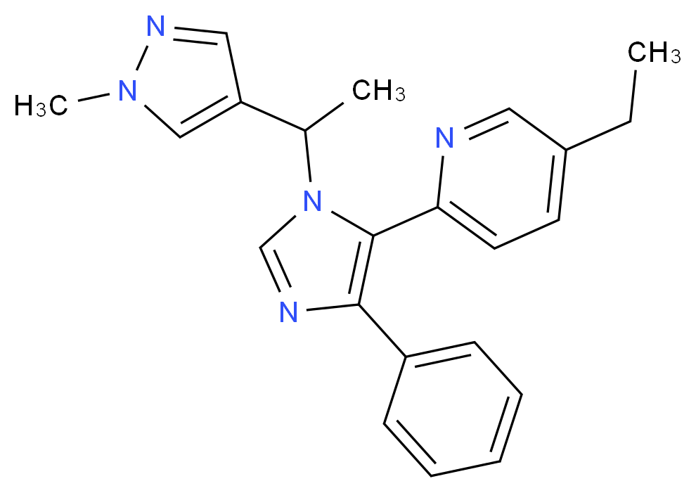 5-ethyl-2-{1-[1-(1-methyl-1H-pyrazol-4-yl)ethyl]-4-phenyl-1H-imidazol-5-yl}pyridine_Molecular_structure_CAS_)