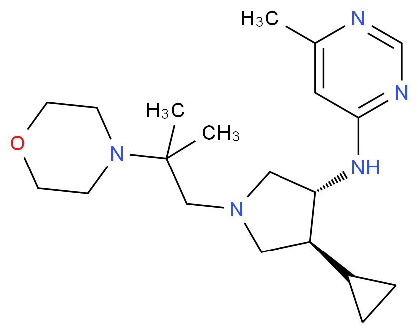 N-{(3R*,4S*)-4-cyclopropyl-1-[2-methyl-2-(4-morpholinyl)propyl]-3-pyrrolidinyl}-6-methyl-4-pyrimidinamine_Molecular_structure_CAS_)