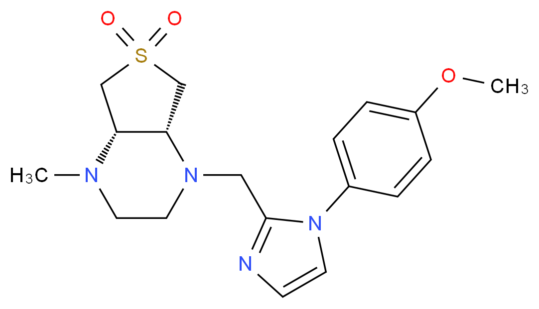 (4aS*,7aR*)-1-{[1-(4-methoxyphenyl)-1H-imidazol-2-yl]methyl}-4-methyloctahydrothieno[3,4-b]pyrazine 6,6-dioxide_Molecular_structure_CAS_)