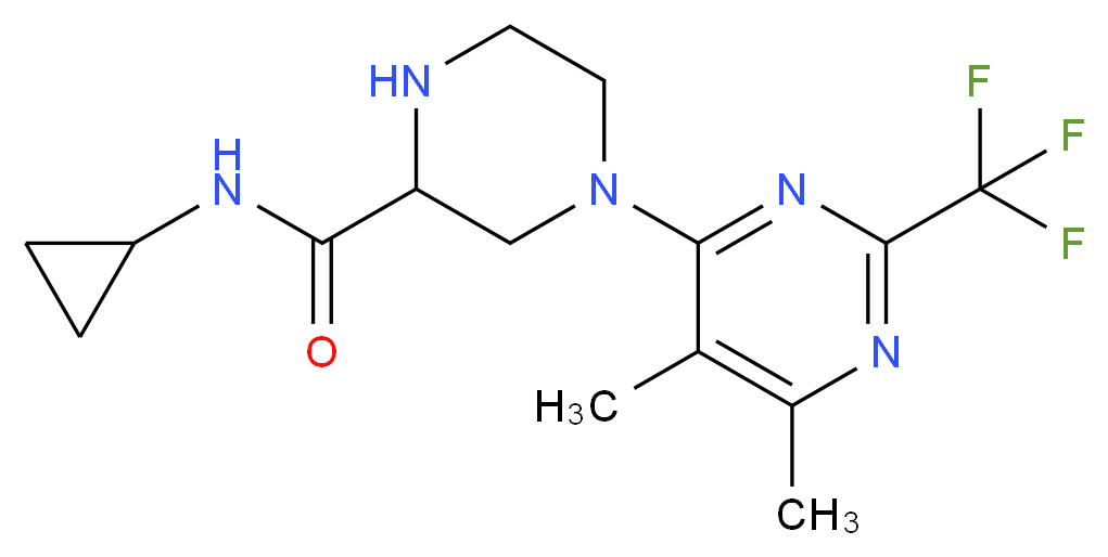 N-cyclopropyl-4-[5,6-dimethyl-2-(trifluoromethyl)-4-pyrimidinyl]-2-piperazinecarboxamide_Molecular_structure_CAS_)