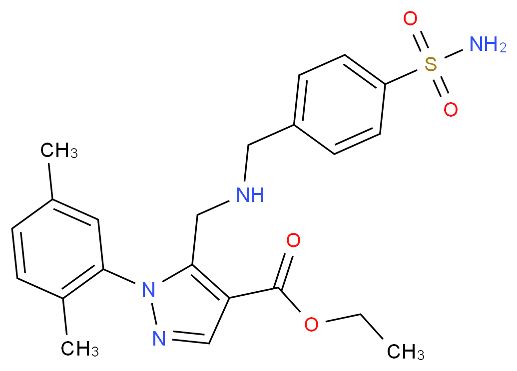 ethyl 5-({[4-(aminosulfonyl)benzyl]amino}methyl)-1-(2,5-dimethylphenyl)-1H-pyrazole-4-carboxylate_Molecular_structure_CAS_)