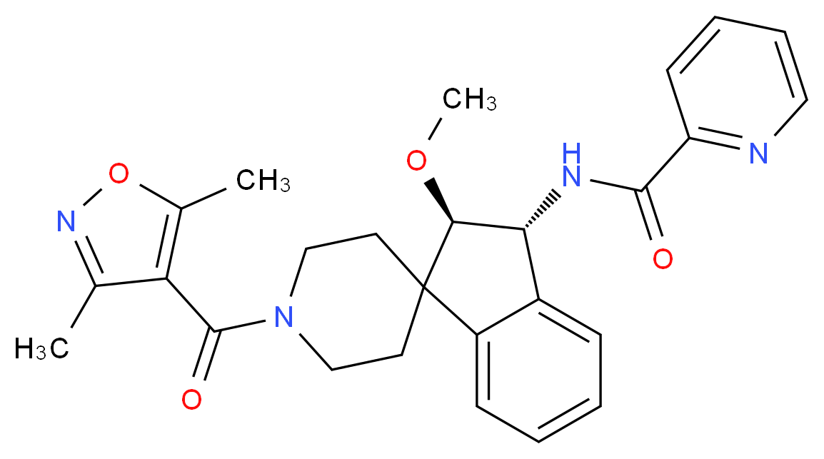 N-{(2R*,3R*)-1'-[(3,5-dimethyl-4-isoxazolyl)carbonyl]-2-methoxy-2,3-dihydrospiro[indene-1,4'-piperidin]-3-yl}-2-pyridinecarboxamide_Molecular_structure_CAS_)