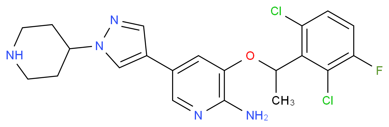 3-(1-(2,6-Dichloro-3-fluorophenyl)ethoxy)-5-(1-(piperidin-4-yl)-1H-pyrazol-4-yl)pyridin-2-amine_Molecular_structure_CAS_877400-66-3)