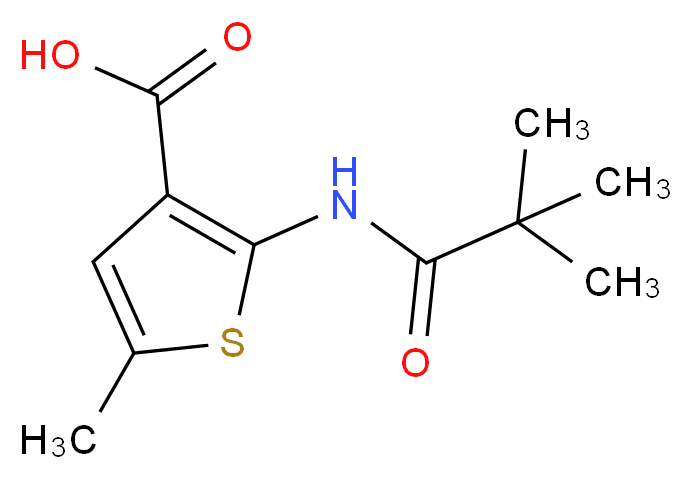 2-[(2,2-dimethylpropanoyl)amino]-5-methyl-3-thiophenecarboxylic acid_Molecular_structure_CAS_634593-20-7)