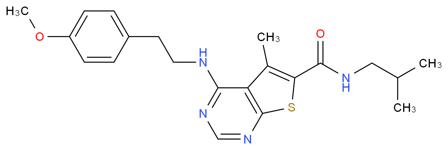 N-isobutyl-4-{[2-(4-methoxyphenyl)ethyl]amino}-5-methylthieno[2,3-d]pyrimidine-6-carboxamide_Molecular_structure_CAS_)