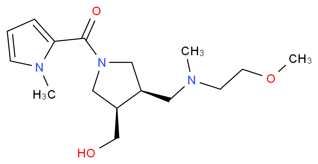 {(3R*,4R*)-4-{[(2-methoxyethyl)(methyl)amino]methyl}-1-[(1-methyl-1H-pyrrol-2-yl)carbonyl]-3-pyrrolidinyl}methanol_Molecular_structure_CAS_)
