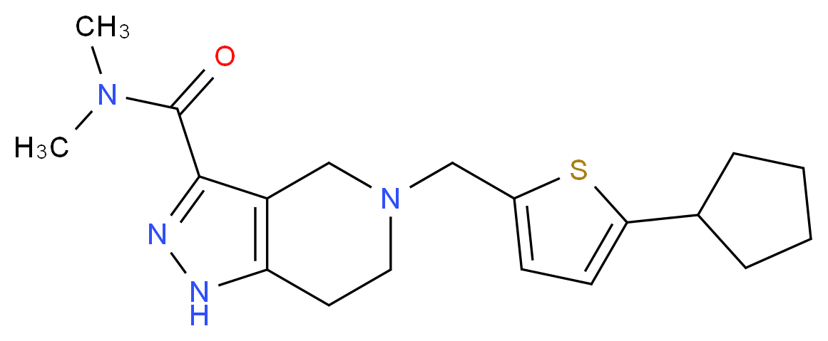 5-[(5-cyclopentyl-2-thienyl)methyl]-N,N-dimethyl-4,5,6,7-tetrahydro-1H-pyrazolo[4,3-c]pyridine-3-carboxamide_Molecular_structure_CAS_)