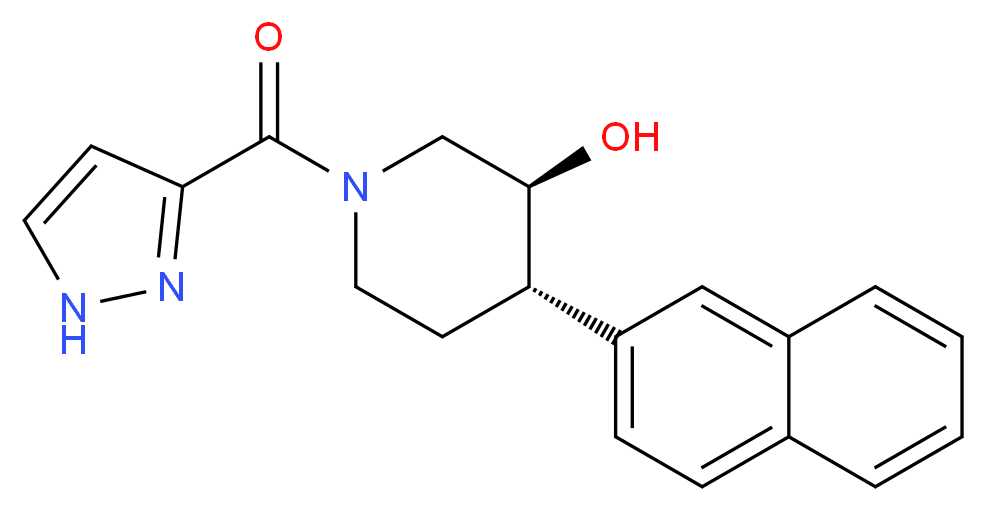 (3S*,4S*)-4-(2-naphthyl)-1-(1H-pyrazol-3-ylcarbonyl)piperidin-3-ol_Molecular_structure_CAS_)