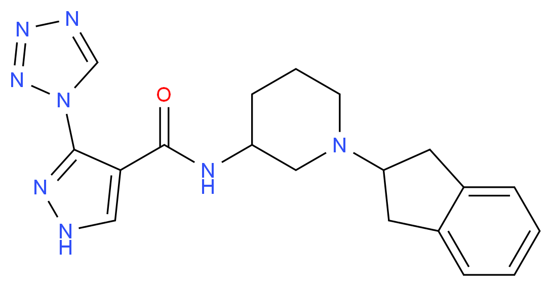 N-[1-(2,3-dihydro-1H-inden-2-yl)-3-piperidinyl]-3-(1H-tetrazol-1-yl)-1H-pyrazole-4-carboxamide_Molecular_structure_CAS_)