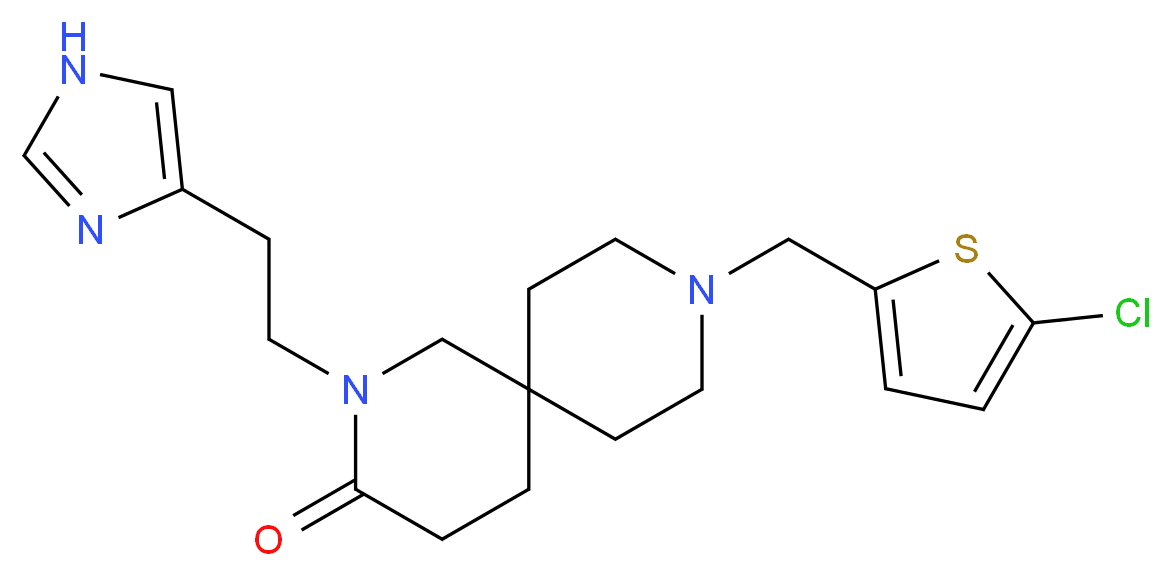 9-[(5-chloro-2-thienyl)methyl]-2-[2-(1H-imidazol-4-yl)ethyl]-2,9-diazaspiro[5.5]undecan-3-one_Molecular_structure_CAS_)