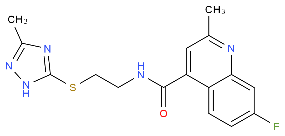 7-fluoro-2-methyl-N-{2-[(3-methyl-1H-1,2,4-triazol-5-yl)thio]ethyl}-4-quinolinecarboxamide_Molecular_structure_CAS_)