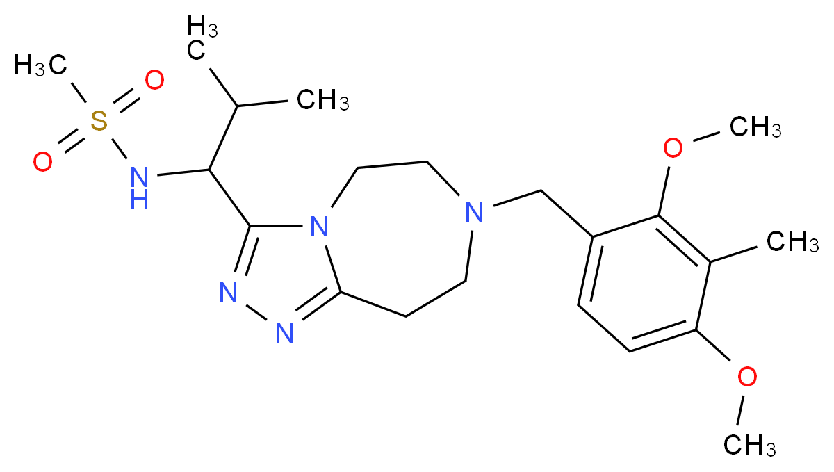N-{1-[7-(2,4-dimethoxy-3-methylbenzyl)-6,7,8,9-tetrahydro-5H-[1,2,4]triazolo[4,3-d][1,4]diazepin-3-yl]-2-methylpropyl}methanesulfonamide_Molecular_structure_CAS_)