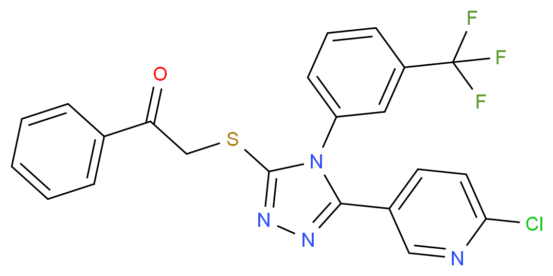 2-({5-(6-chloro-3-pyridyl)-4-[3-(trifluoromethyl)phenyl]-4H-1,2,4-triazol-3-yl}thio)-1-phenylethan-1-one_Molecular_structure_CAS_)