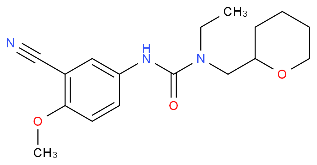 N'-(3-cyano-4-methoxyphenyl)-N-ethyl-N-(tetrahydro-2H-pyran-2-ylmethyl)urea_Molecular_structure_CAS_)