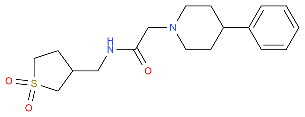 N-[(1,1-dioxidotetrahydro-3-thienyl)methyl]-2-(4-phenyl-1-piperidinyl)acetamide_Molecular_structure_CAS_)