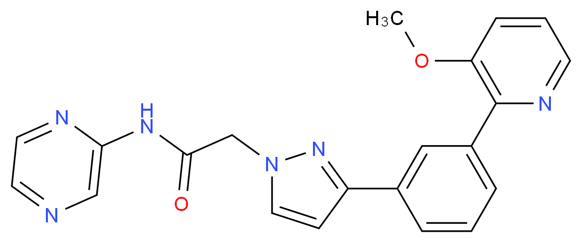 2-{3-[3-(3-methoxy-2-pyridinyl)phenyl]-1H-pyrazol-1-yl}-N-2-pyrazinylacetamide_Molecular_structure_CAS_)