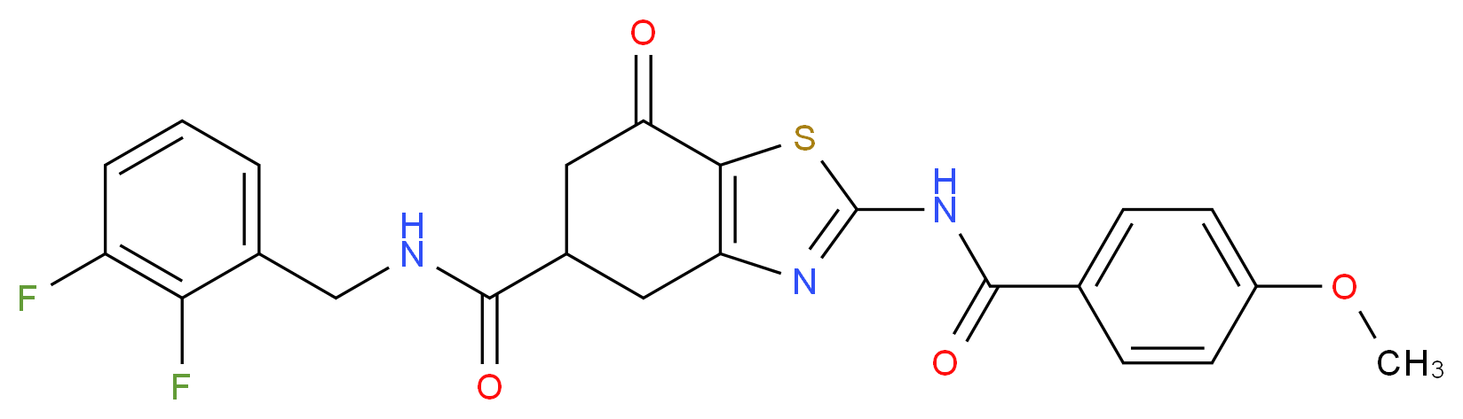 N-(2,3-difluorobenzyl)-2-[(4-methoxybenzoyl)amino]-7-oxo-4,5,6,7-tetrahydro-1,3-benzothiazole-5-carboxamide_Molecular_structure_CAS_)