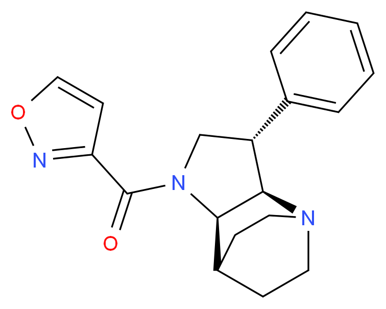 (2R*,3S*,6R*)-5-(3-isoxazolylcarbonyl)-3-phenyl-1,5-diazatricyclo[5.2.2.0~2,6~]undecane_Molecular_structure_CAS_)