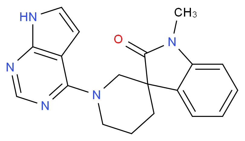 1-methyl-1'-(7H-pyrrolo[2,3-d]pyrimidin-4-yl)spiro[indole-3,3'-piperidin]-2(1H)-one_Molecular_structure_CAS_)