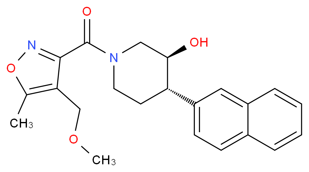 (3S*,4S*)-1-{[4-(methoxymethyl)-5-methylisoxazol-3-yl]carbonyl}-4-(2-naphthyl)piperidin-3-ol_Molecular_structure_CAS_)