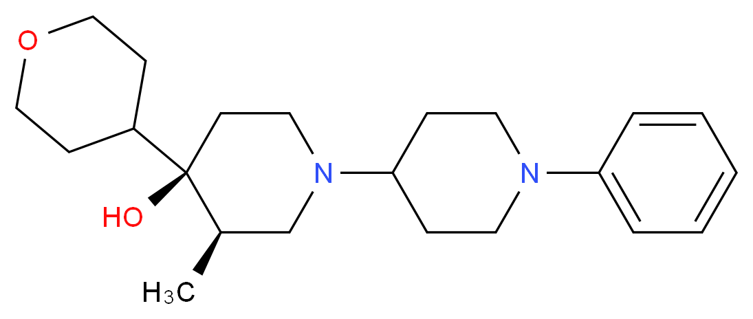 (3R*,4R*)-3-methyl-1'-phenyl-4-(tetrahydro-2H-pyran-4-yl)-1,4'-bipiperidin-4-ol_Molecular_structure_CAS_)