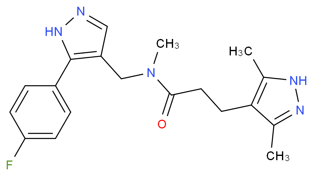 3-(3,5-dimethyl-1H-pyrazol-4-yl)-N-{[5-(4-fluorophenyl)-1H-pyrazol-4-yl]methyl}-N-methylpropanamide_Molecular_structure_CAS_)