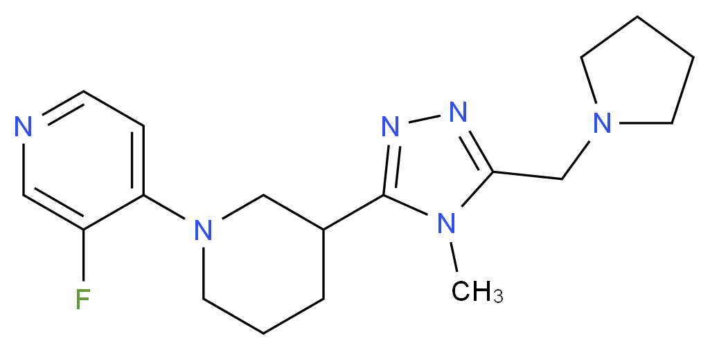 3-fluoro-4-{3-[4-methyl-5-(pyrrolidin-1-ylmethyl)-4H-1,2,4-triazol-3-yl]piperidin-1-yl}pyridine_Molecular_structure_CAS_)