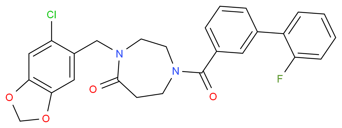 4-[(6-chloro-1,3-benzodioxol-5-yl)methyl]-1-[(2'-fluoro-3-biphenylyl)carbonyl]-1,4-diazepan-5-one_Molecular_structure_CAS_)