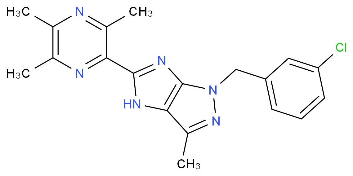 1-(3-chlorobenzyl)-3-methyl-5-(3,5,6-trimethyl-2-pyrazinyl)-1,4-dihydroimidazo[4,5-c]pyrazole_Molecular_structure_CAS_)