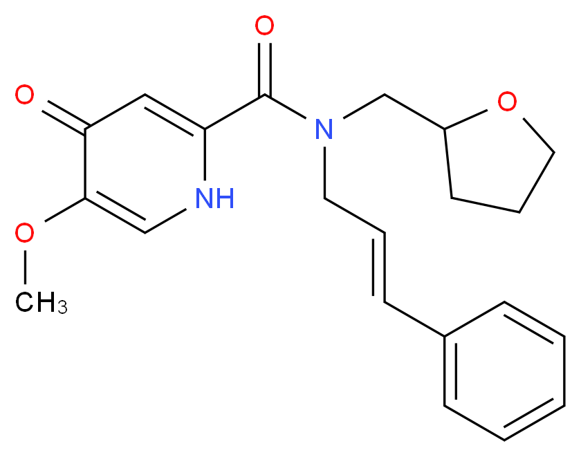 5-methoxy-4-oxo-N-[(2E)-3-phenylprop-2-en-1-yl]-N-(tetrahydrofuran-2-ylmethyl)-1,4-dihydropyridine-2-carboxamide_Molecular_structure_CAS_)