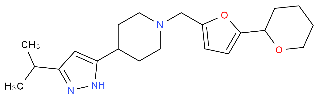 4-(3-isopropyl-1H-pyrazol-5-yl)-1-{[5-(tetrahydro-2H-pyran-2-yl)-2-furyl]methyl}piperidine_Molecular_structure_CAS_)