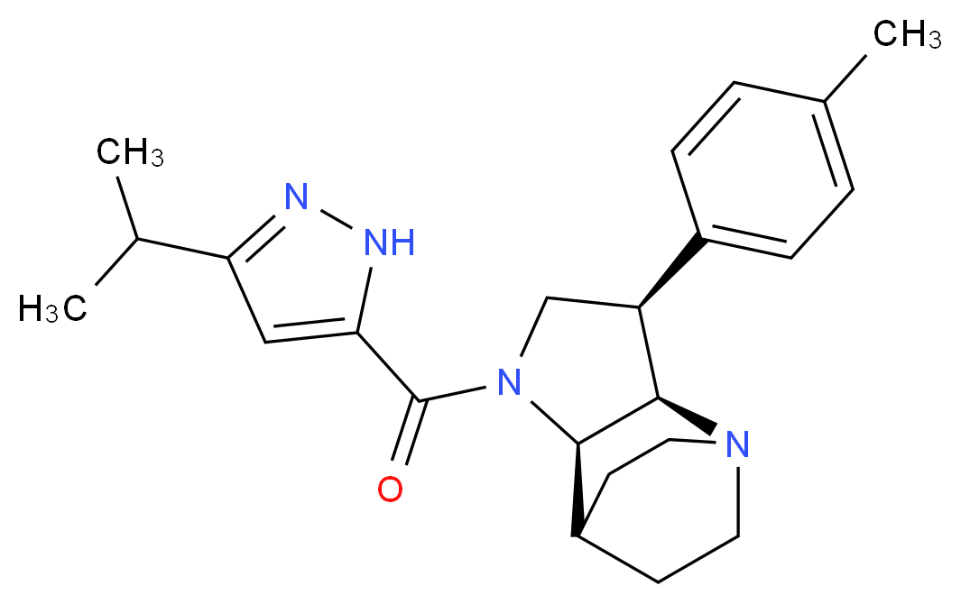(3R*,3aR*,7aR*)-1-[(3-isopropyl-1H-pyrazol-5-yl)carbonyl]-3-(4-methylphenyl)octahydro-4,7-ethanopyrrolo[3,2-b]pyridine_Molecular_structure_CAS_)