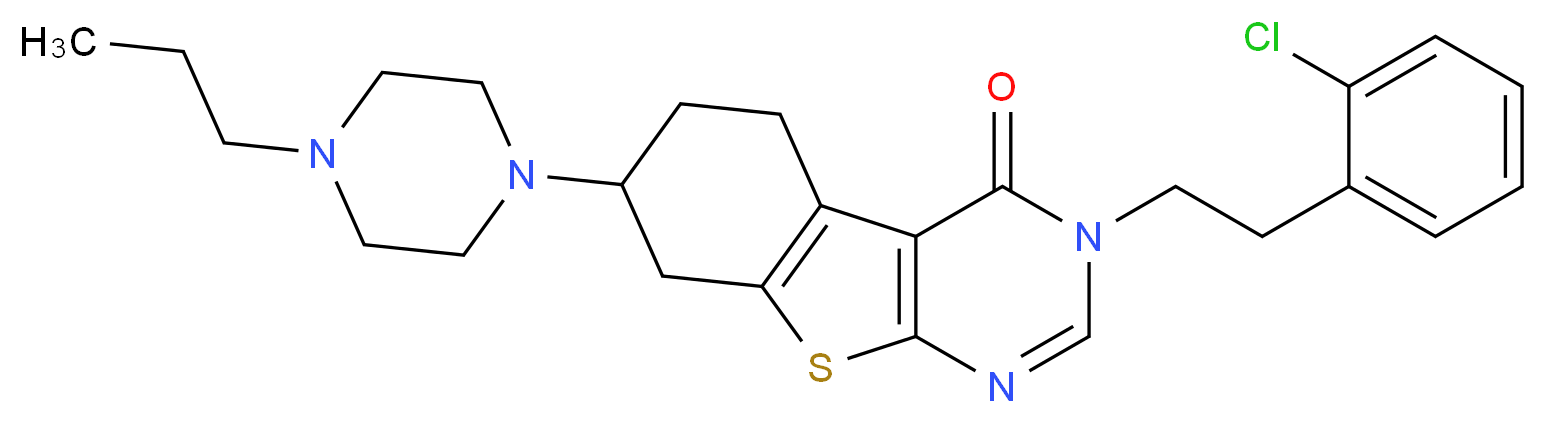 3-[2-(2-chlorophenyl)ethyl]-7-(4-propyl-1-piperazinyl)-5,6,7,8-tetrahydro[1]benzothieno[2,3-d]pyrimidin-4(3H)-one_Molecular_structure_CAS_)