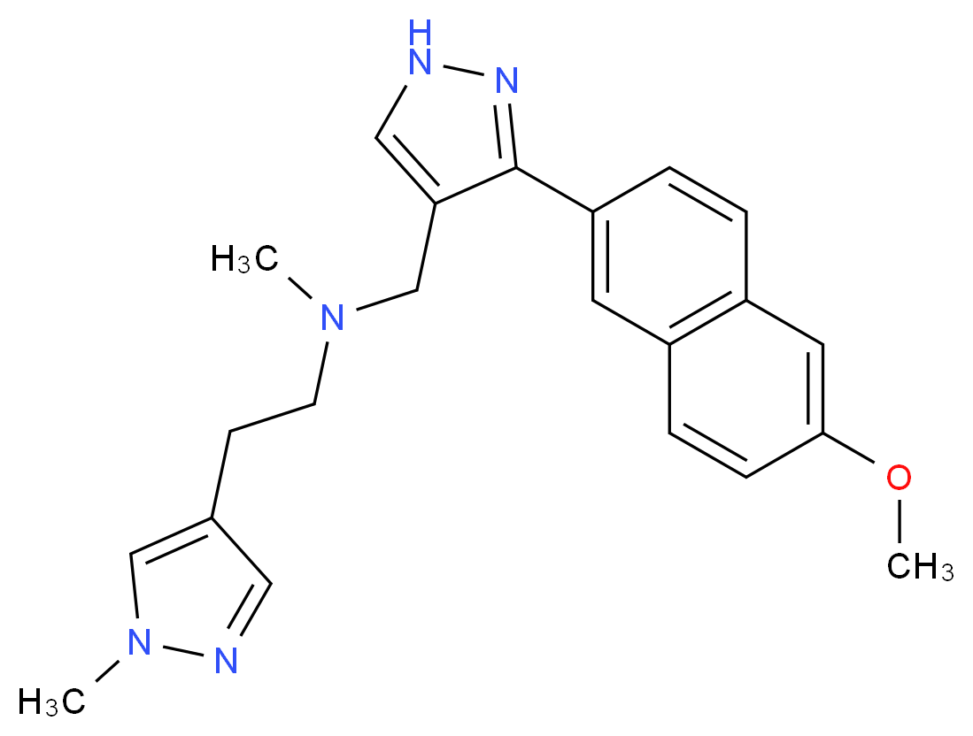 N-{[3-(6-methoxy-2-naphthyl)-1H-pyrazol-4-yl]methyl}-N-methyl-2-(1-methyl-1H-pyrazol-4-yl)ethanamine_Molecular_structure_CAS_)