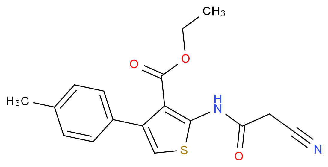 2-(2-Cyano-acetylamino)-4-p-tolyl-thiophene-3-carboxylic acid ethyl ester_Molecular_structure_CAS_)