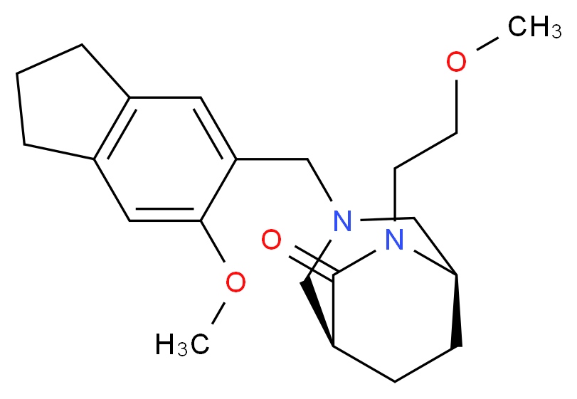 (1S*,5R*)-3-[(6-methoxy-2,3-dihydro-1H-inden-5-yl)methyl]-6-(2-methoxyethyl)-3,6-diazabicyclo[3.2.2]nonan-7-one_Molecular_structure_CAS_)