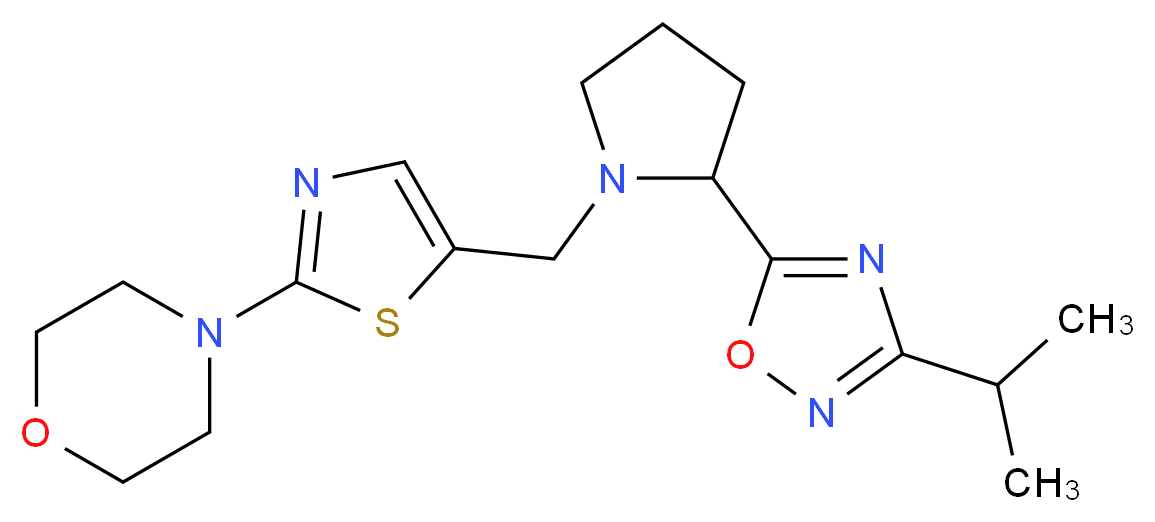 4-(5-{[2-(3-isopropyl-1,2,4-oxadiazol-5-yl)-1-pyrrolidinyl]methyl}-1,3-thiazol-2-yl)morpholine_Molecular_structure_CAS_)