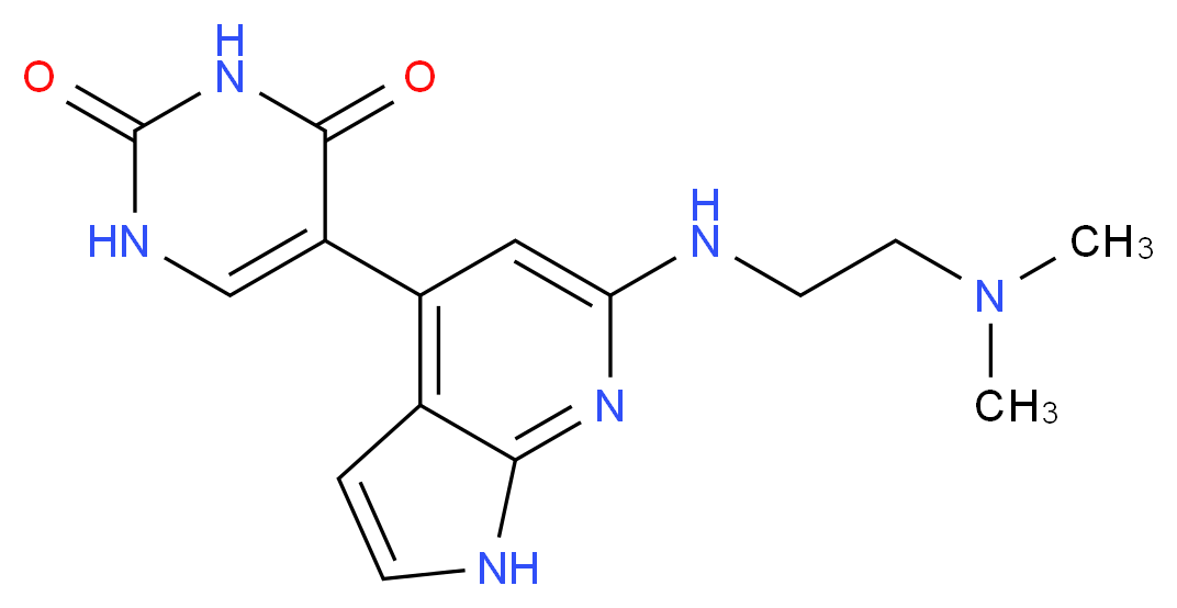 5-(6-{[2-(dimethylamino)ethyl]amino}-1H-pyrrolo[2,3-b]pyridin-4-yl)pyrimidine-2,4(1H,3H)-dione_Molecular_structure_CAS_)